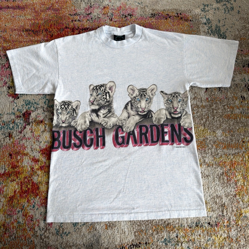 Vintage 1994 Busch Gardens White Tiger Cubs T-Shirt - M